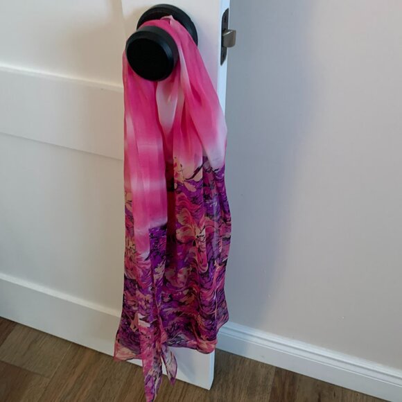 Pink Floral Silk Scarf - Picture 5 of 5